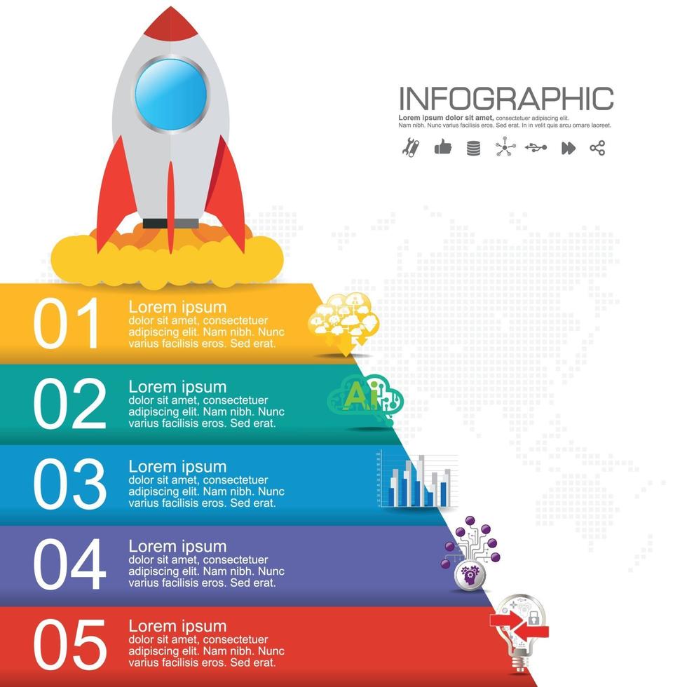 modèle d'infographie d'entreprise avec 5 options ou étapes. vecteur