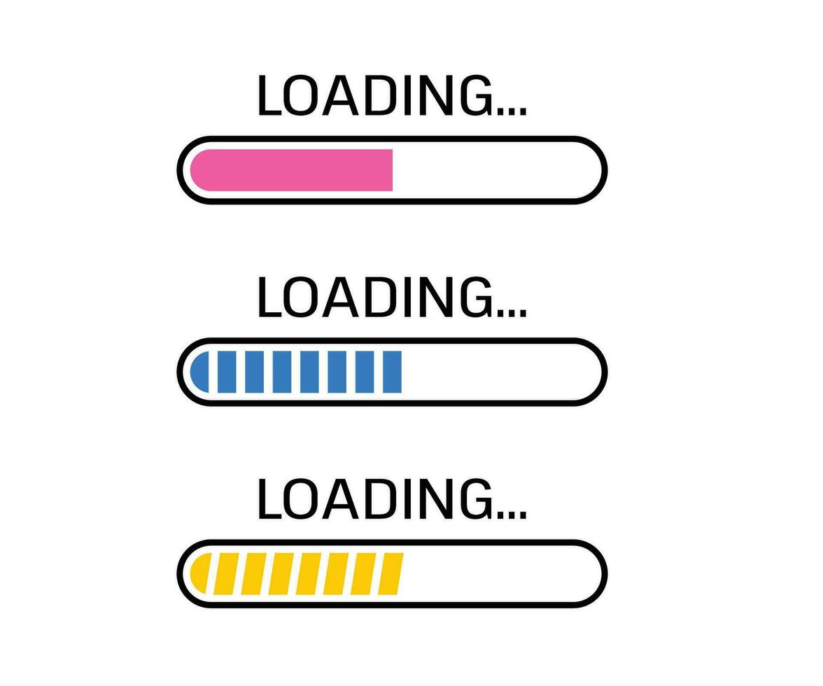 chargement bar le progrès Icônes. charge signe vecteur illustration. système Logiciel mise à jour et améliorer concept vecteur illustration