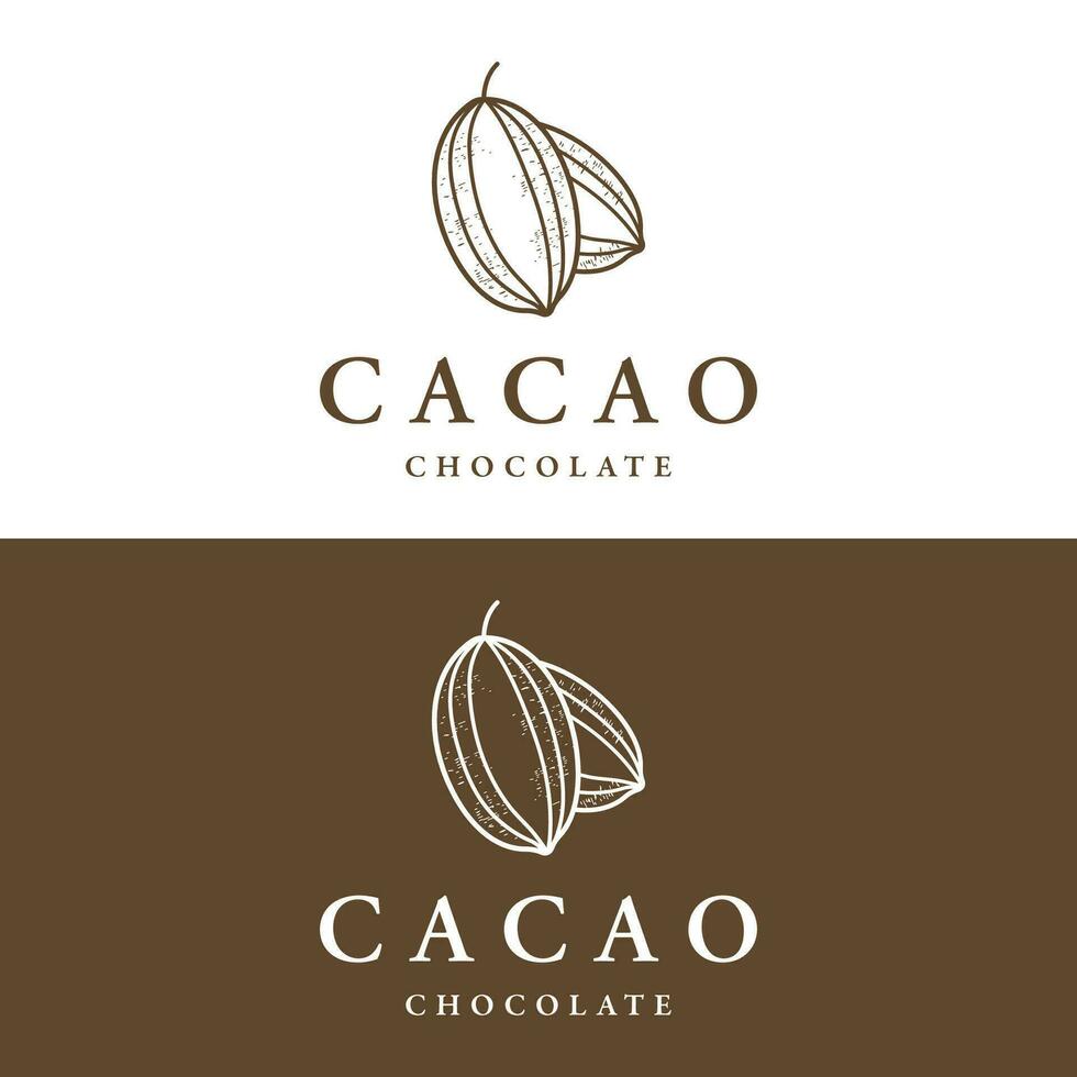 biologique Chocolat ou cacao fruit logo modèle conception isolé Contexte. vecteur