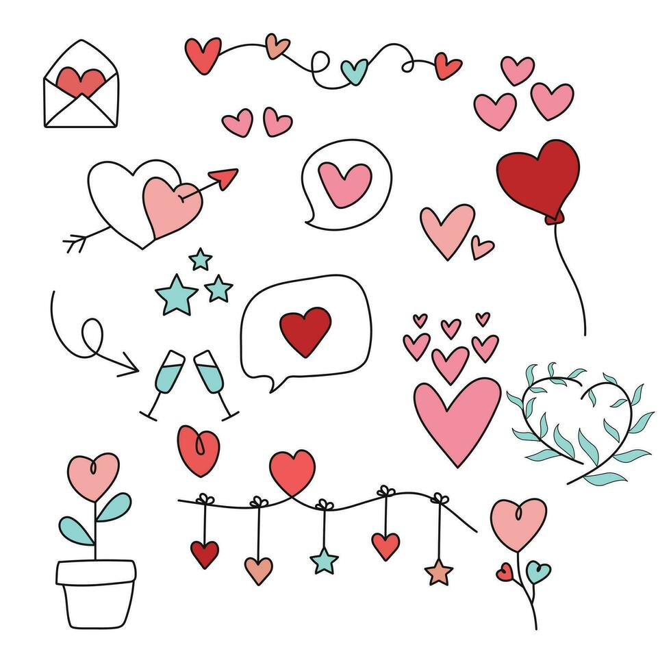 la Saint-Valentin journée clipart, amoureux imprimable, cœur clipart vecteur