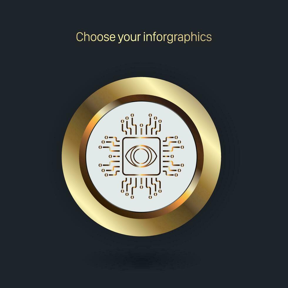 une curcuit vecteur infographie modèle avec luxe cercles éléments, une prime curcuit ai, d'or yeux version sur une foncé Contexte