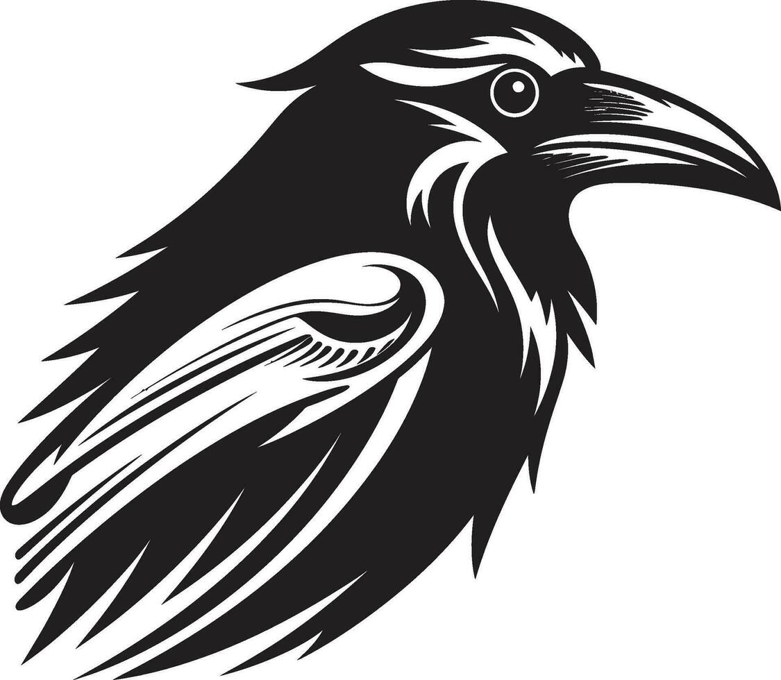 moderne oiseau symbolique insigne corbeau silhouette minimaliste logo vecteur