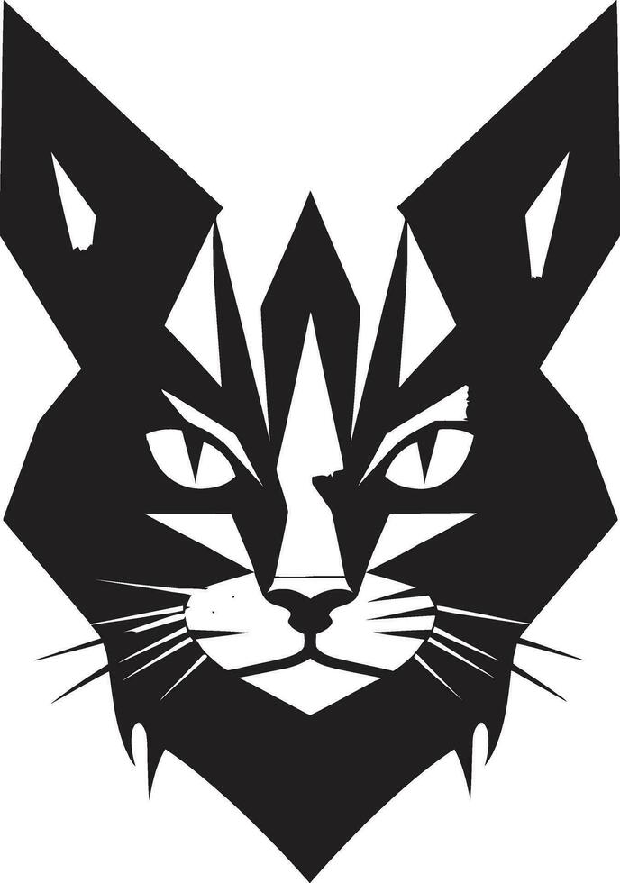 gracieux chat tête icône géométrique faire appel bondir panthère dans vecteur