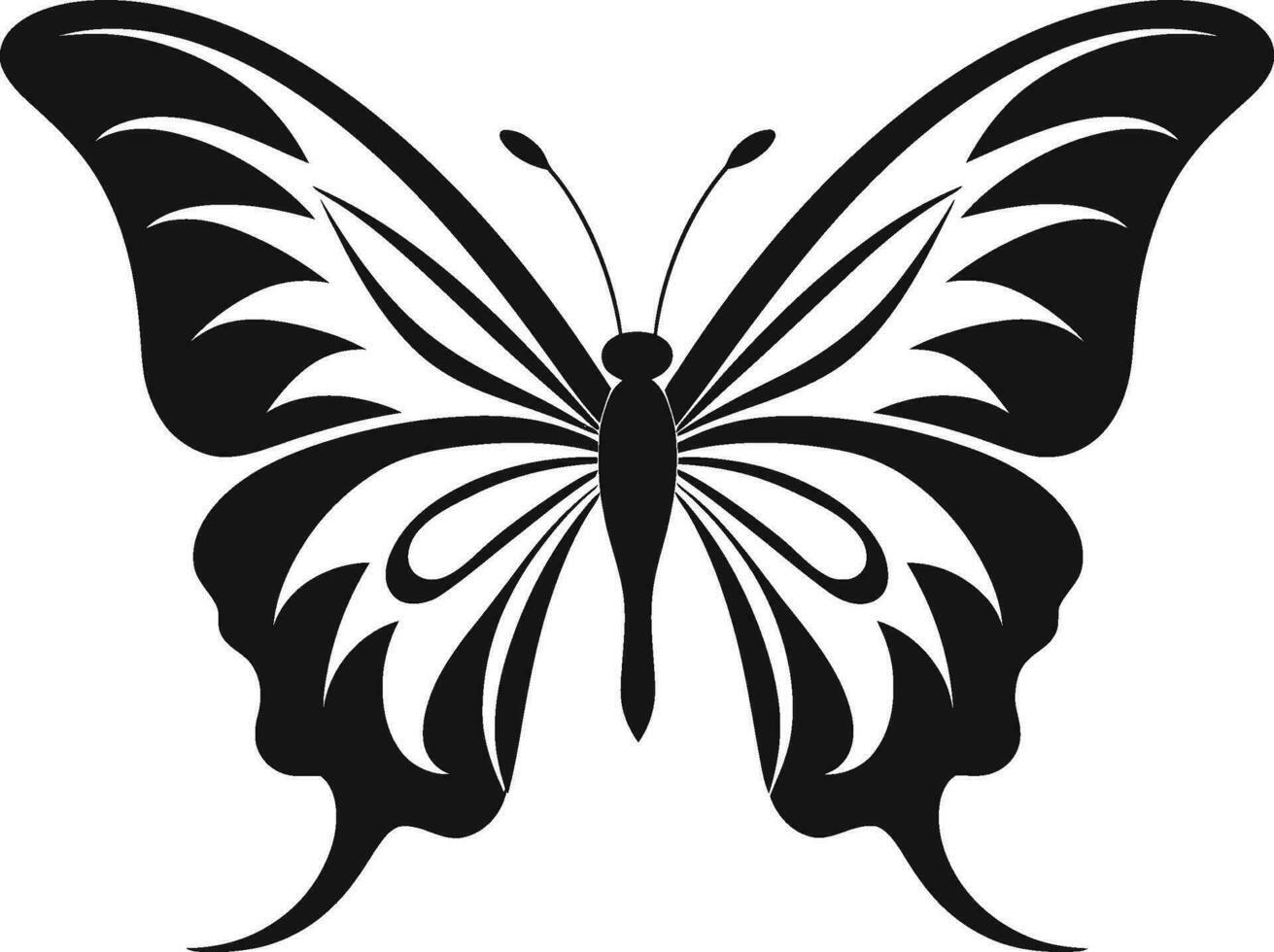 papillon logo conception dans noir la grâce et liberté lisse et élégant noir papillon icône vecteur