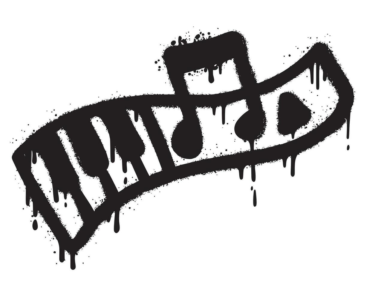 grunge noir et blanc piano clés. vecteur illustration.graffiti Remarque la musique icône avec plus de vaporisateur dans noir plus de blanche. vecteur illustration.