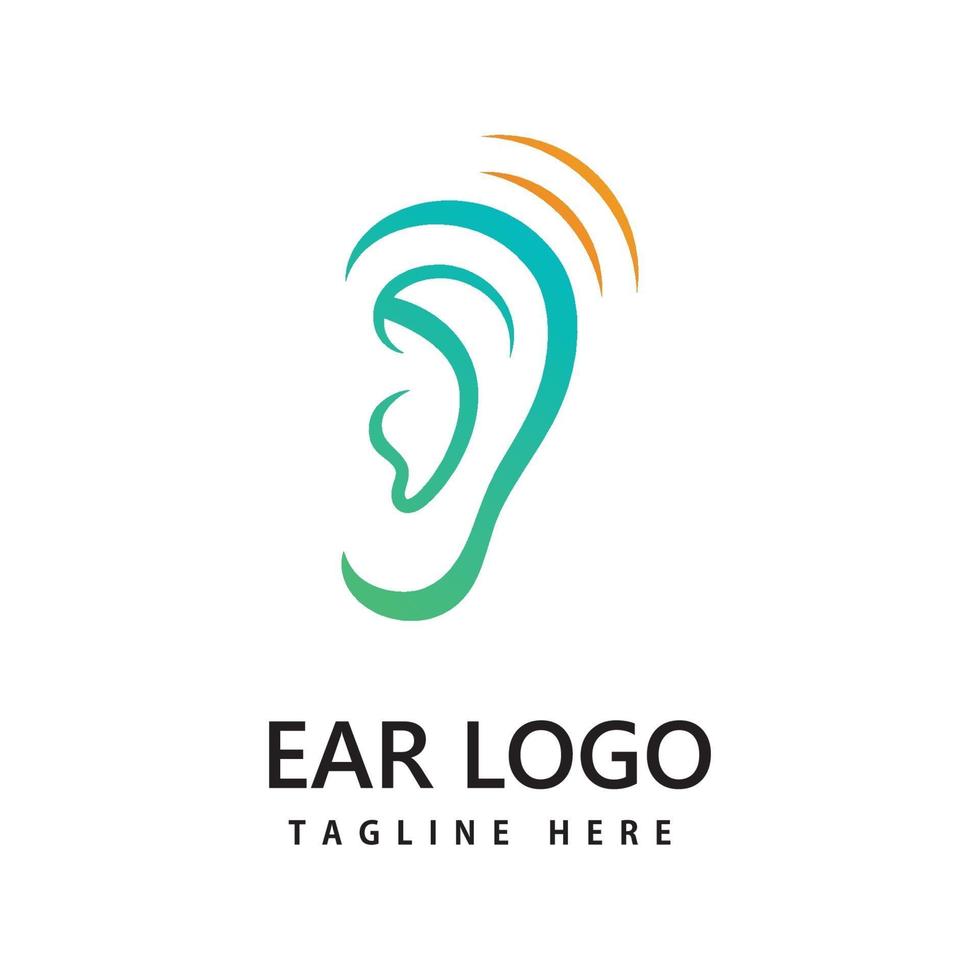 oreille, conception de vecteur d'icône de logo d'audition