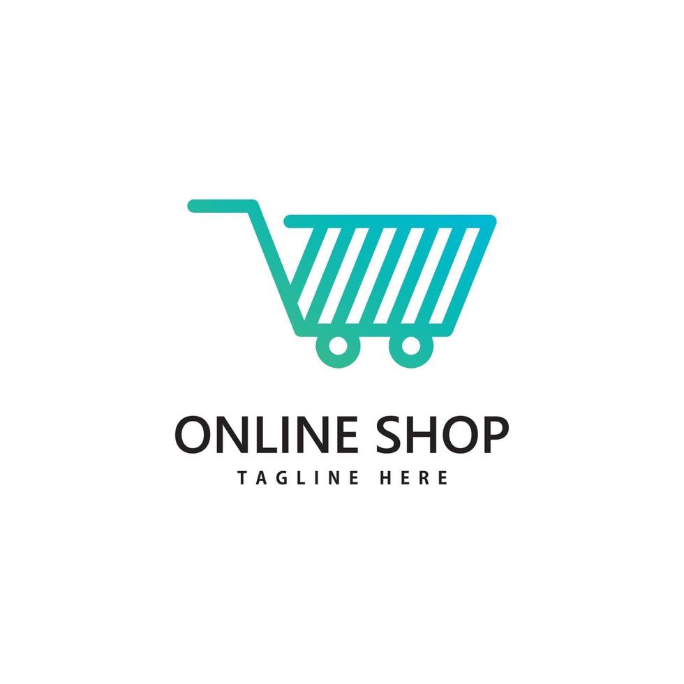 logo de magasin de sac à provisions. création de logo d'achat en ligne vecteur