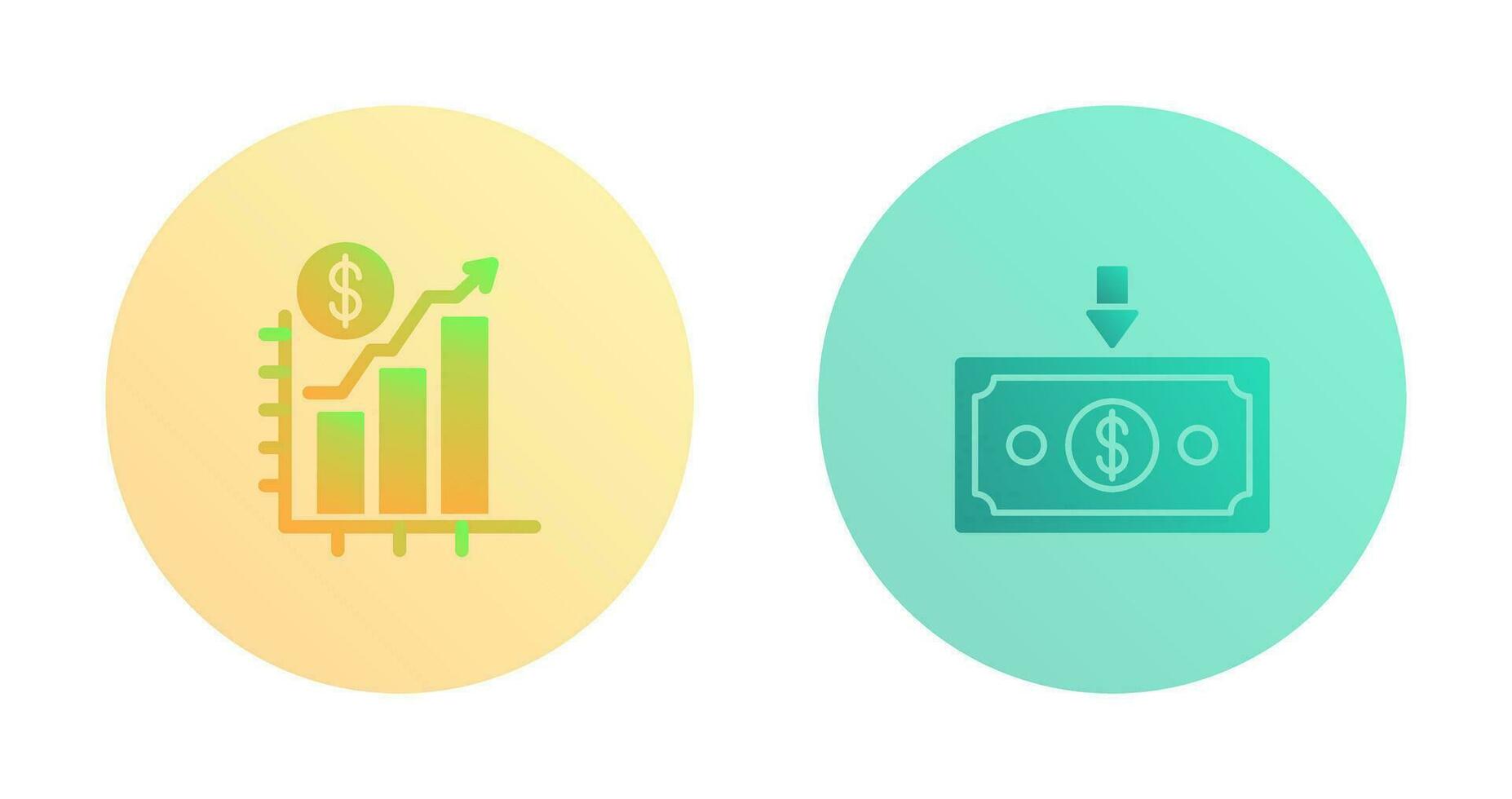 graphique en haut et argent vers le bas icône vecteur
