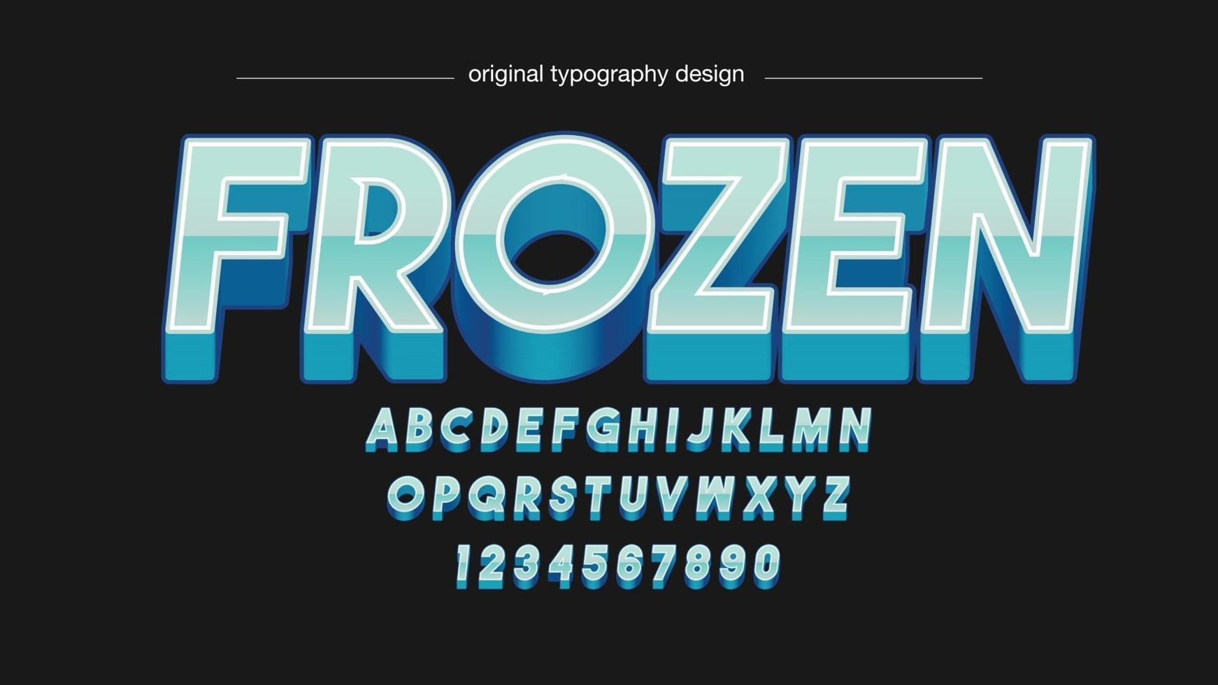typographie métallique moderne 3d bleue vecteur