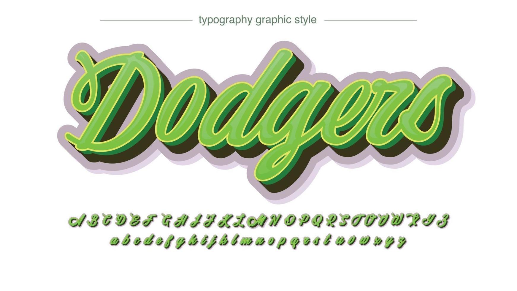 typographie cursive moderne 3d verte vecteur
