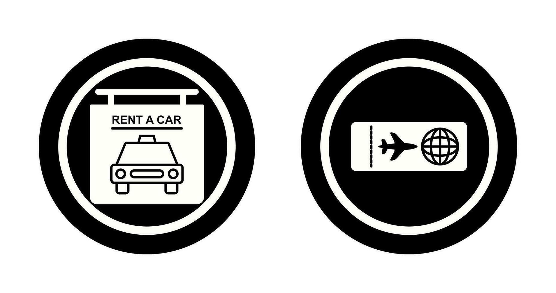 location une voiture et avion des billets icône vecteur