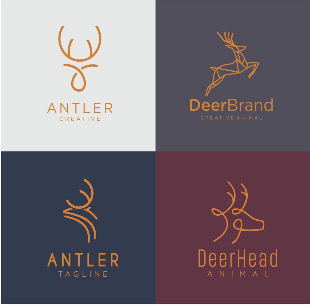 ensemble de logo de cerf style de ligne minimaliste hipster rétro vecteur