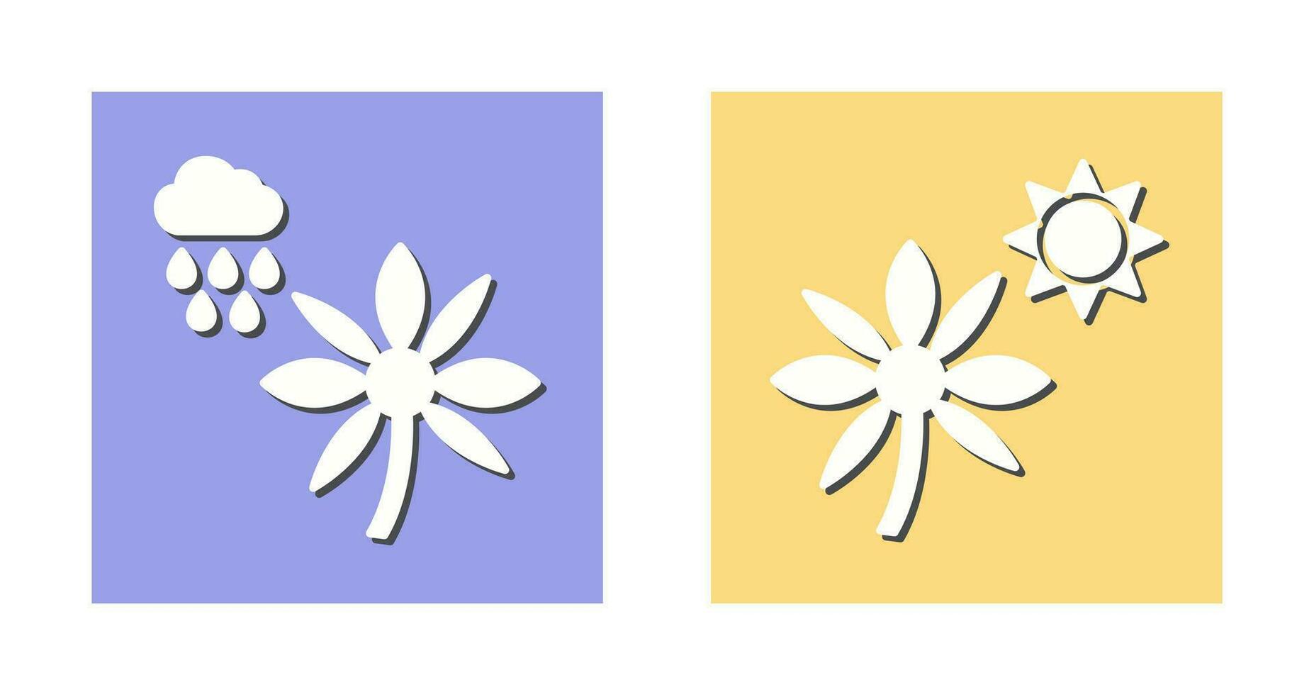 fleur avec pluie et fleur icône vecteur