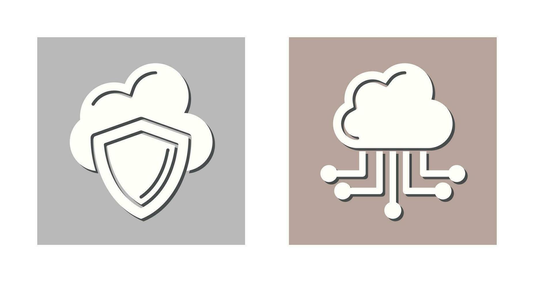 nuage l'informatique et bouclier icône vecteur