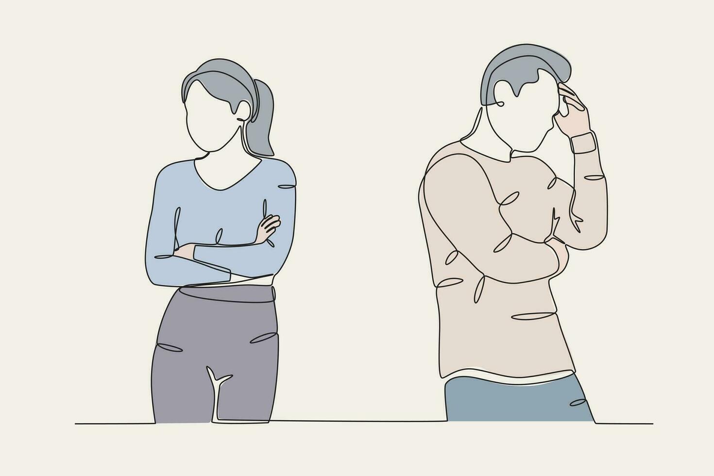 Couleur illustration de une couple disputes vecteur