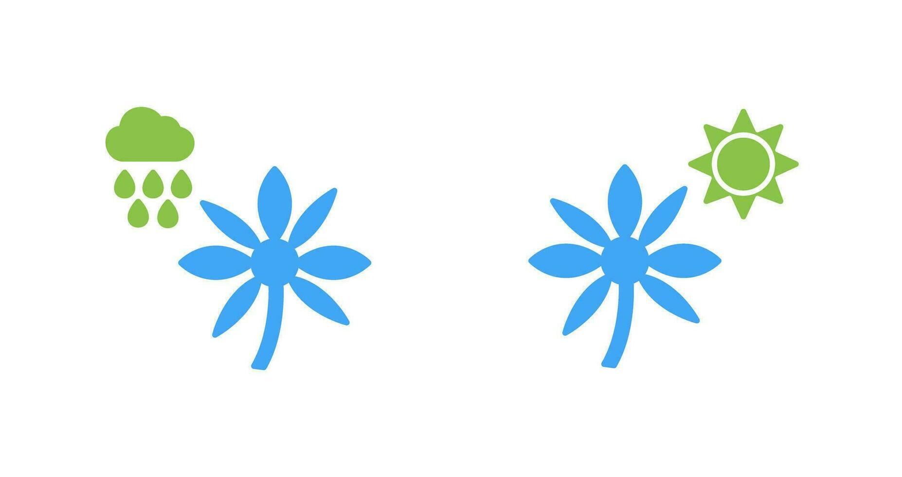 fleur avec pluie et fleur icône vecteur