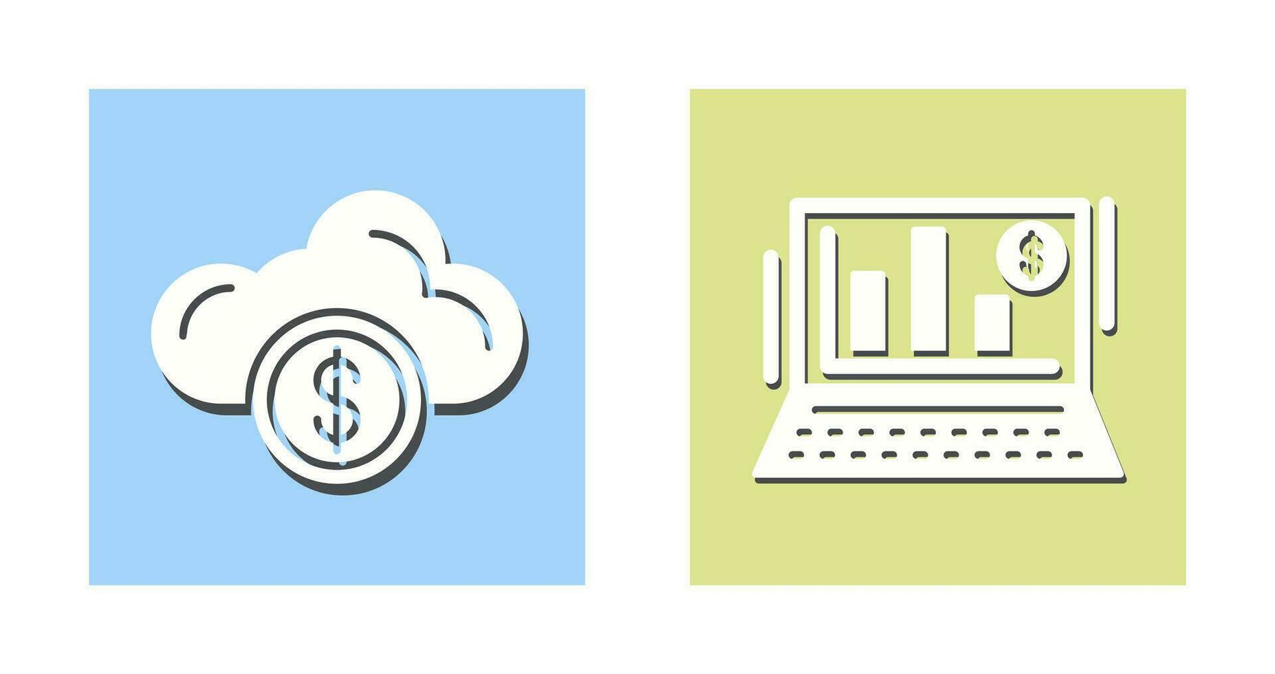 nuage l'informatique et bar graphique icône vecteur