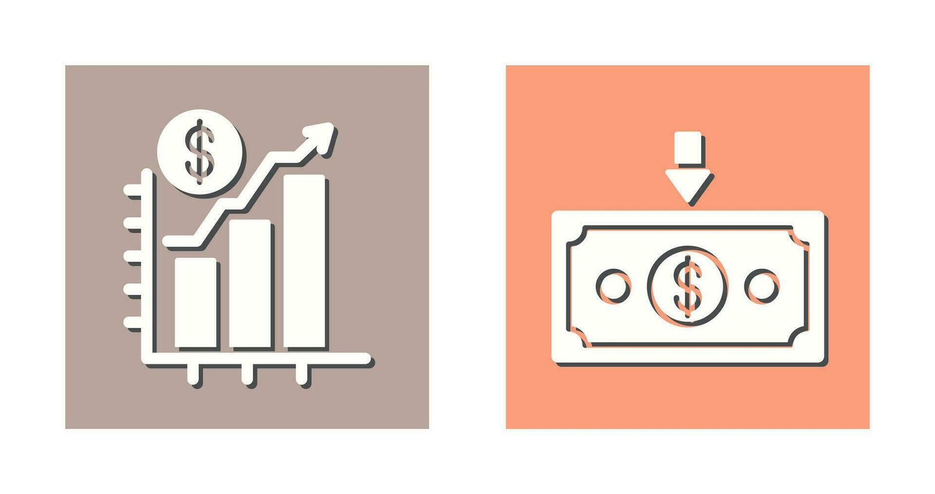 graphique en haut et argent vers le bas icône vecteur