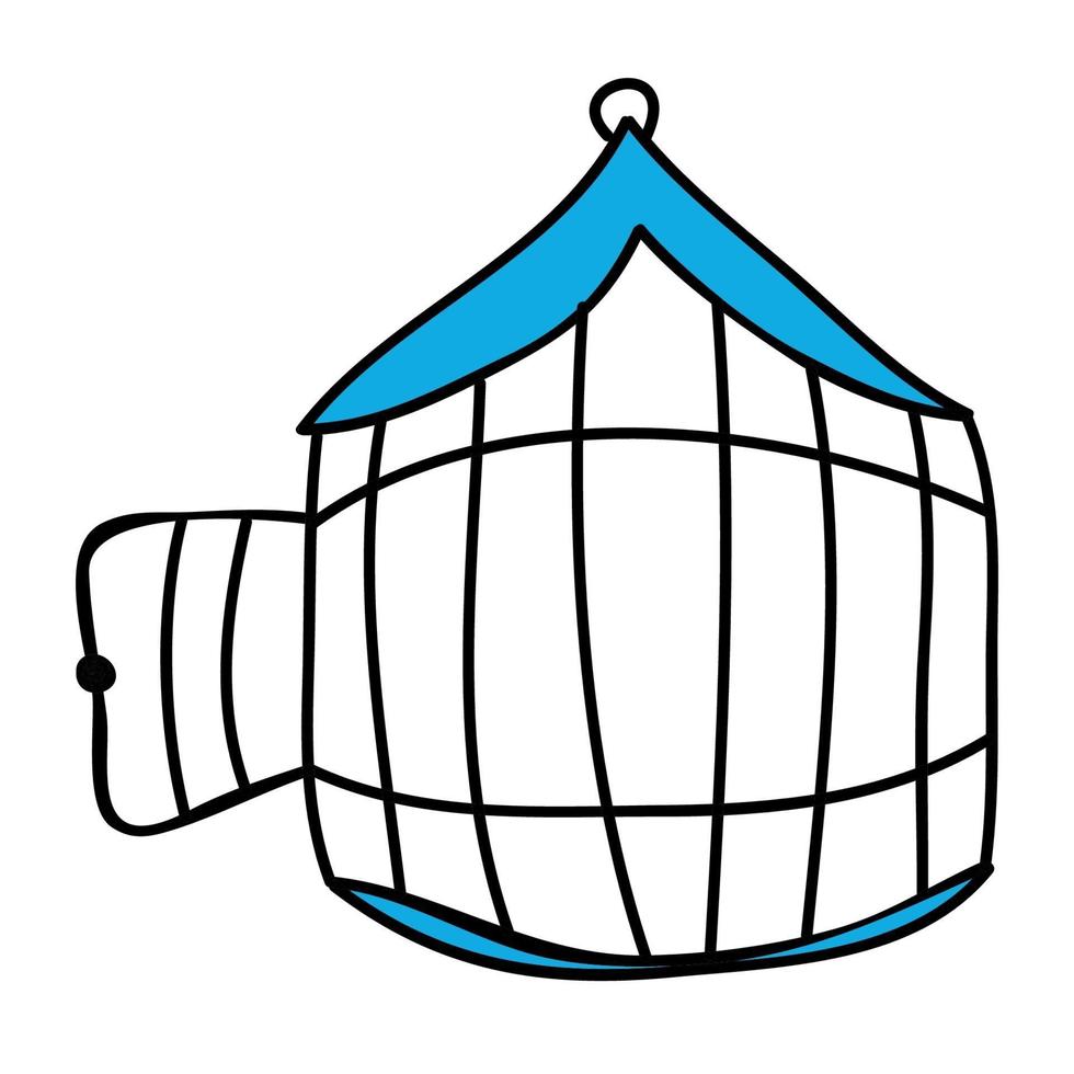 cage pour oiseaux. style de bande dessinée vecteur