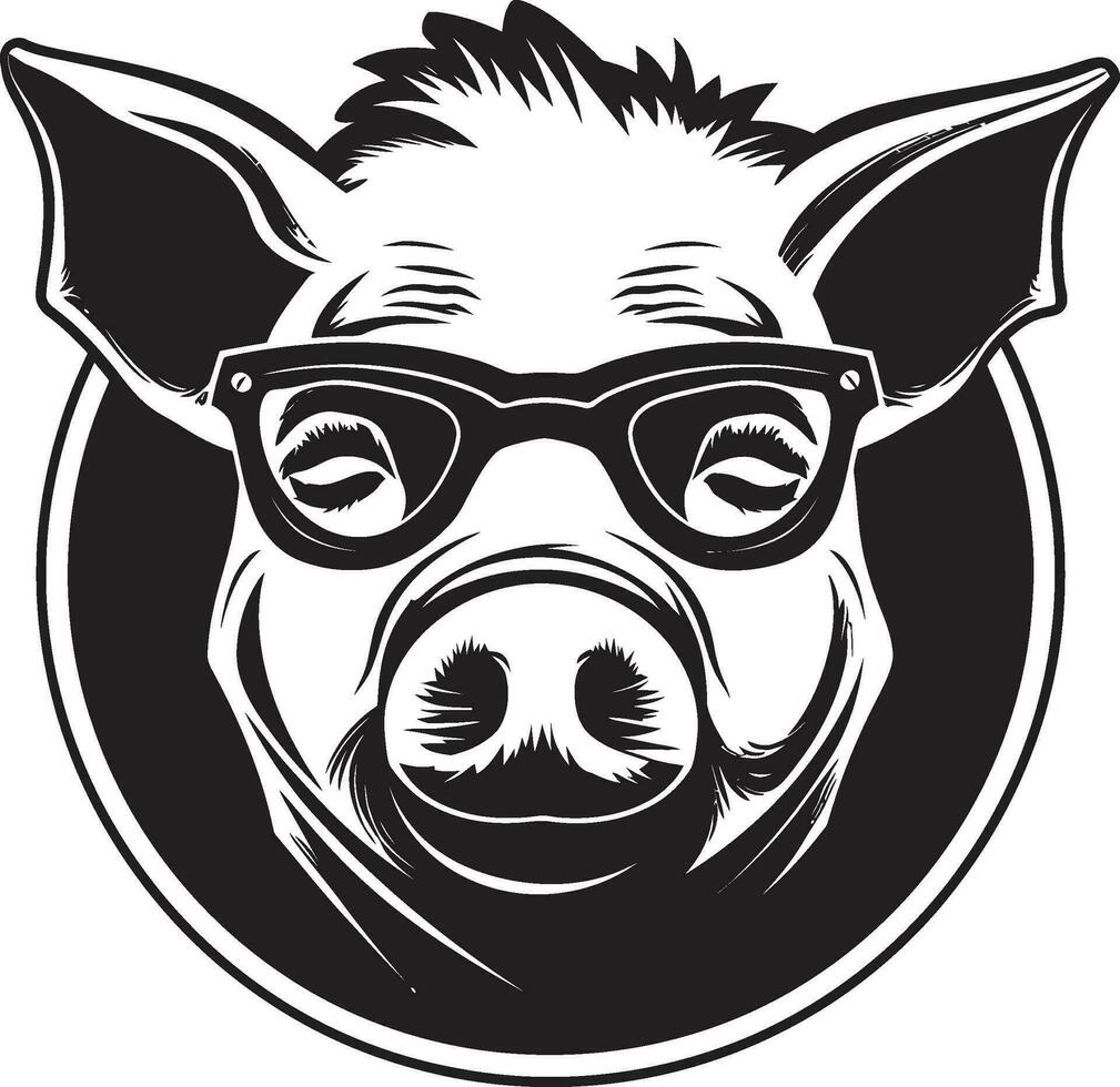 artistique porc badge élégant noir porc vecteur