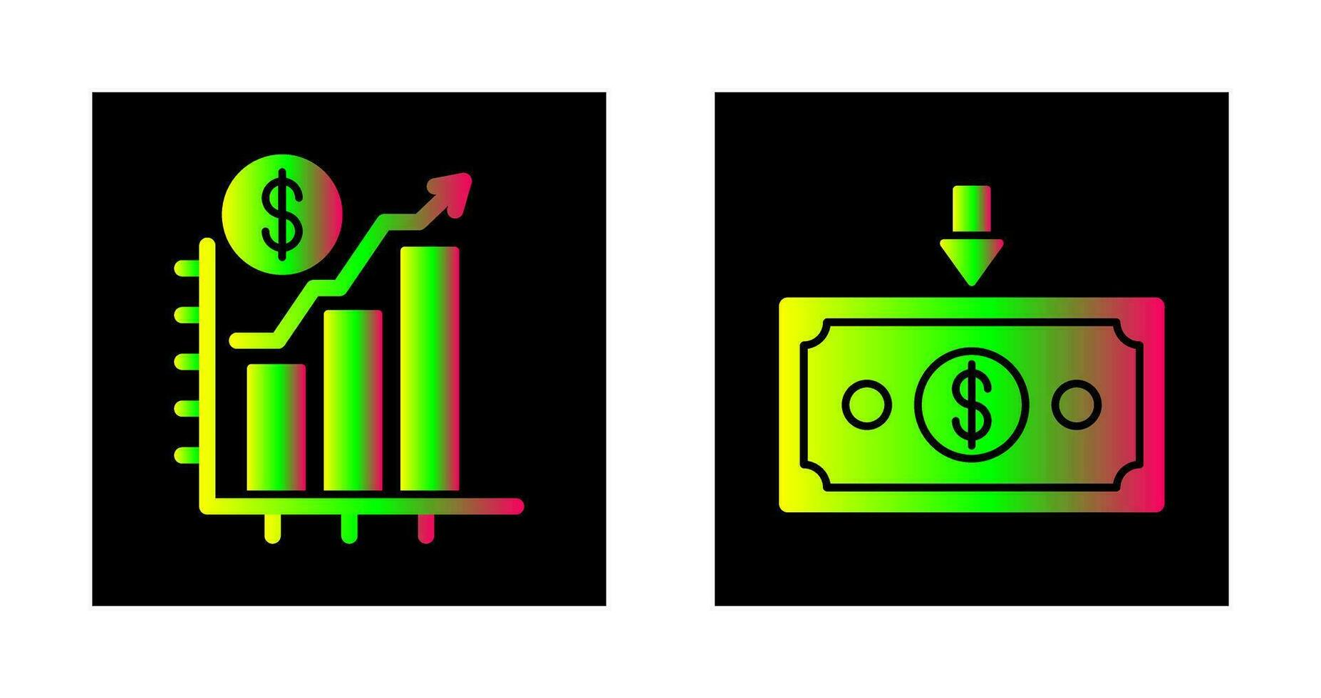 graphique en haut et argent vers le bas icône vecteur