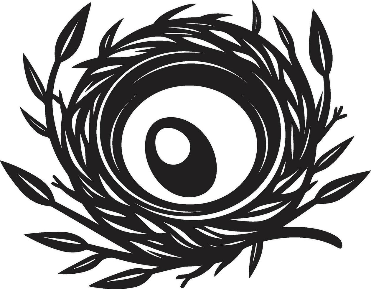 le art de simplicité noir oiseau nid emblème esthétique habitation noir vecteur oiseau nid logo