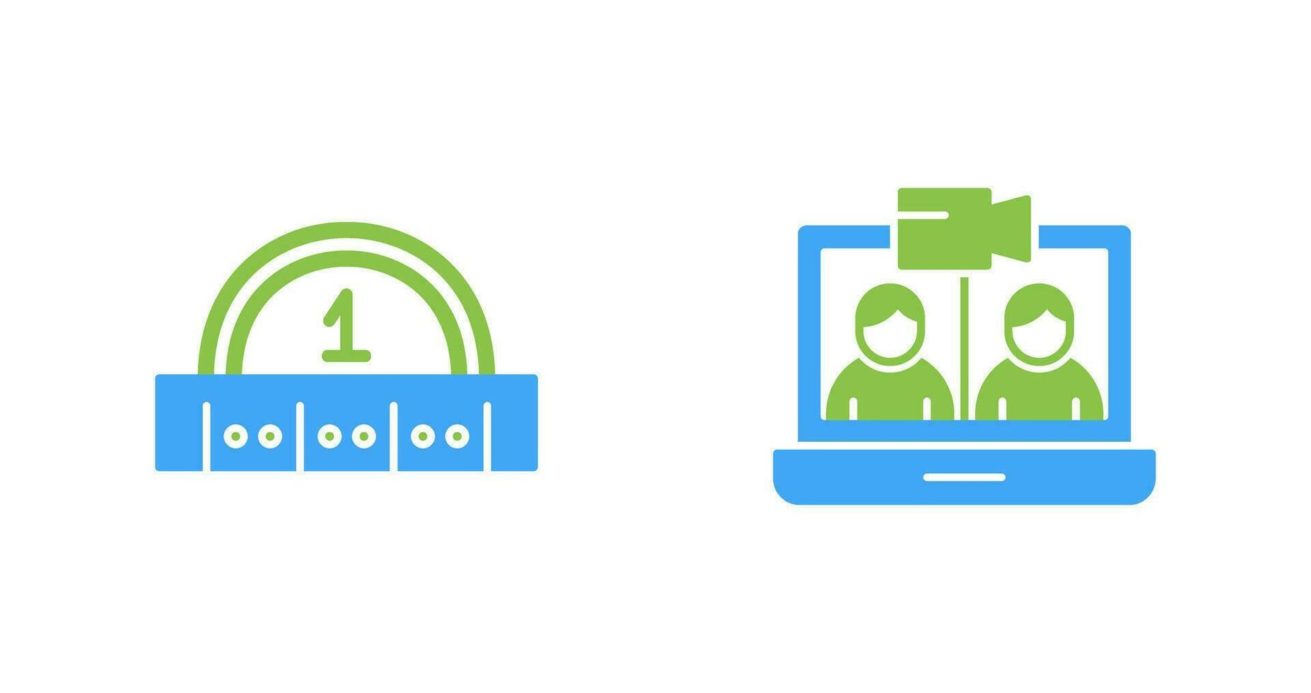 vidéo conférence et règle icône vecteur