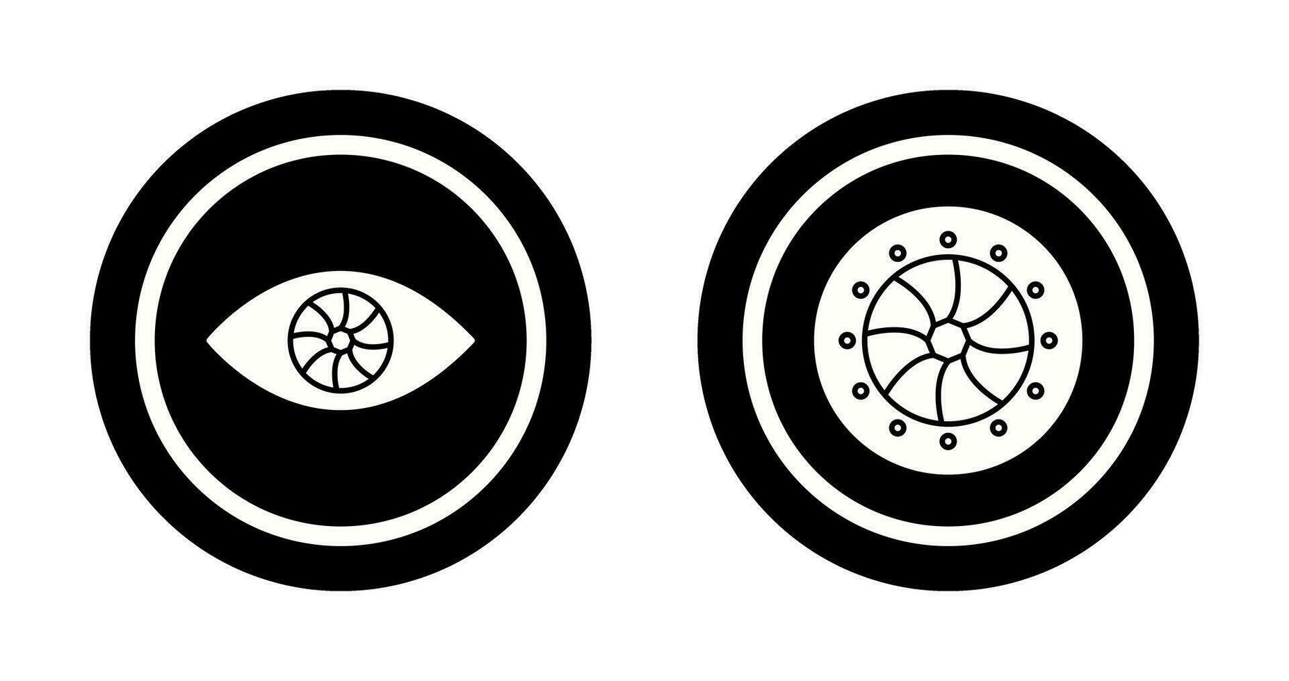 œil et optique diaphragme icône vecteur