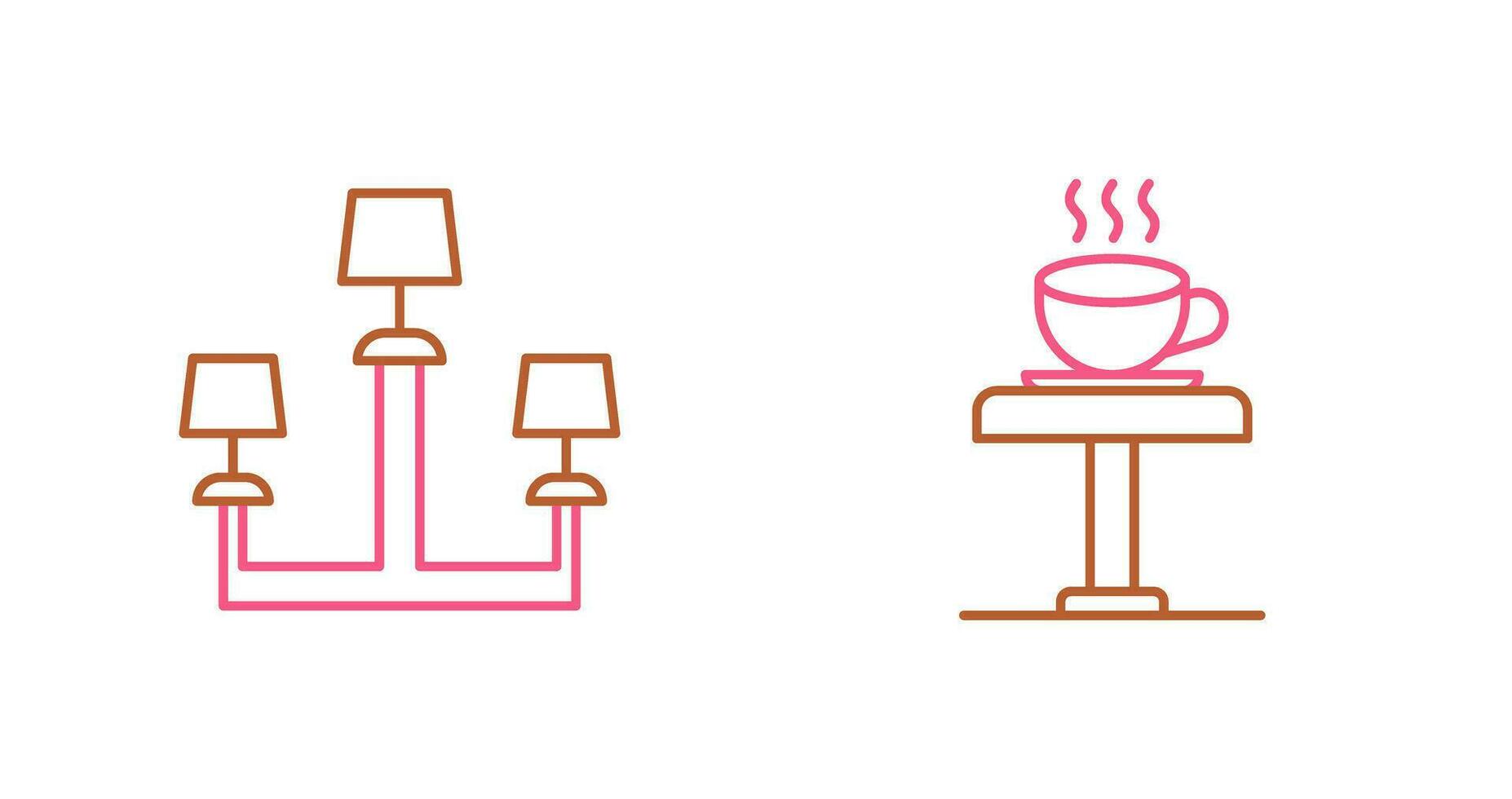 lampe et café table icône vecteur