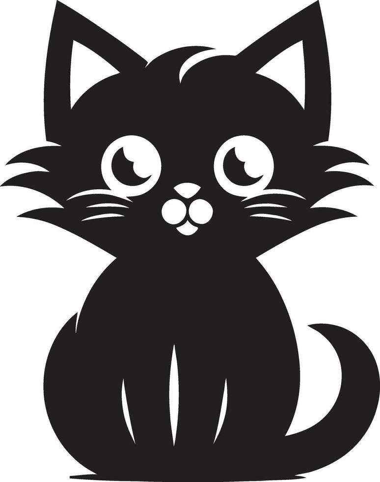 minimaliste chat bondir chat dans le nuit symbole vecteur