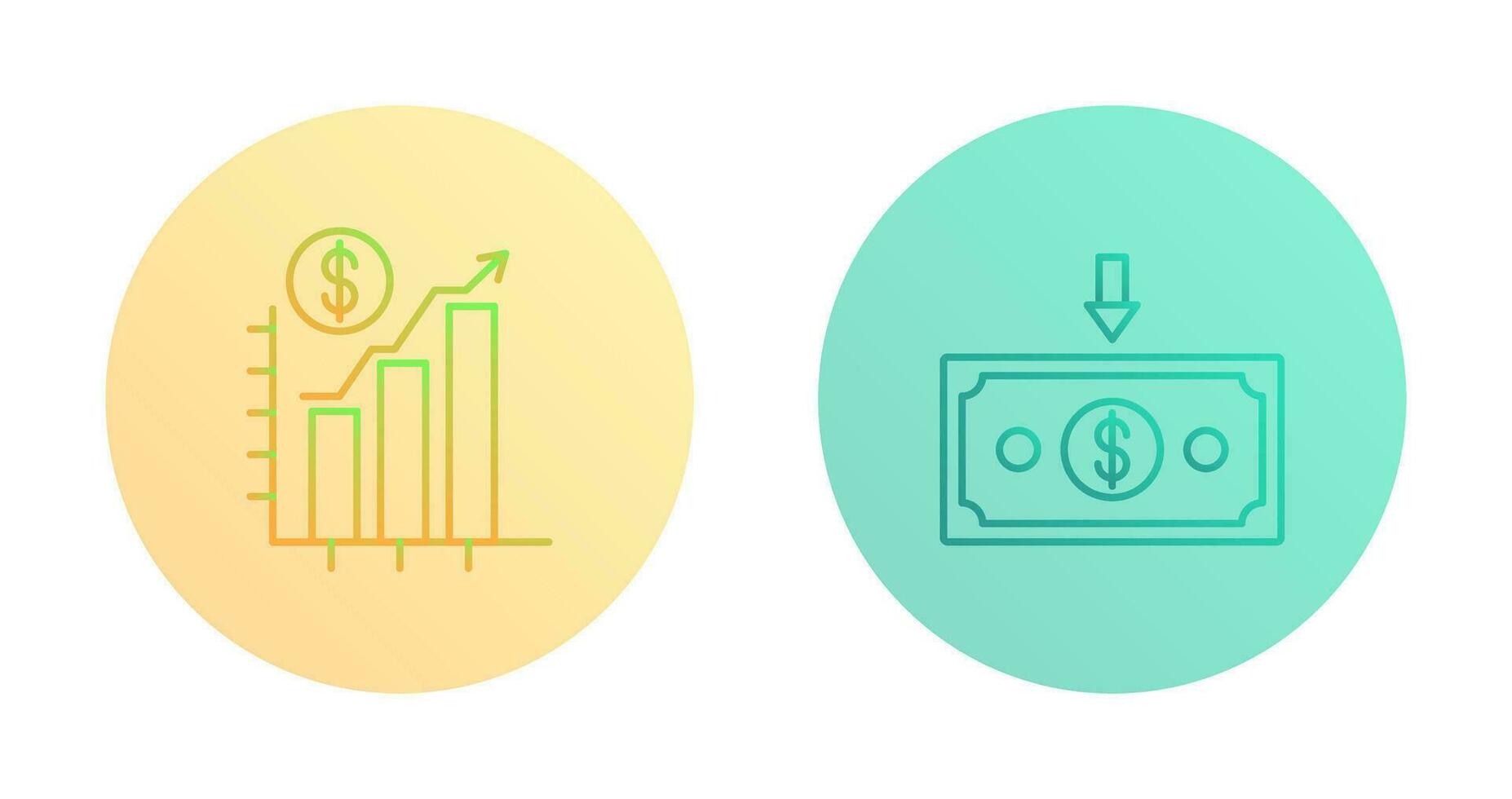 graphique en haut et argent vers le bas icône vecteur