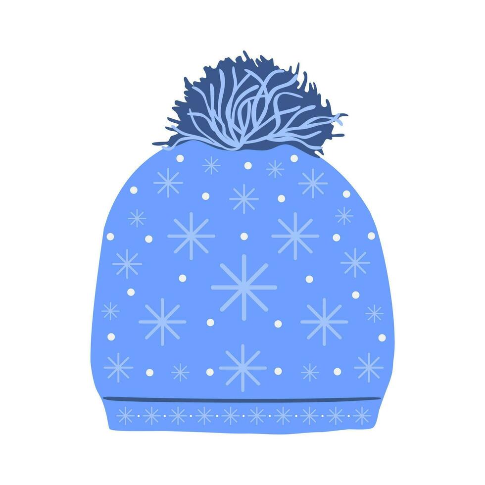 le hiver lumière bleu casquette avec flocons de neige. isolé sur blanc Contexte. vecteur