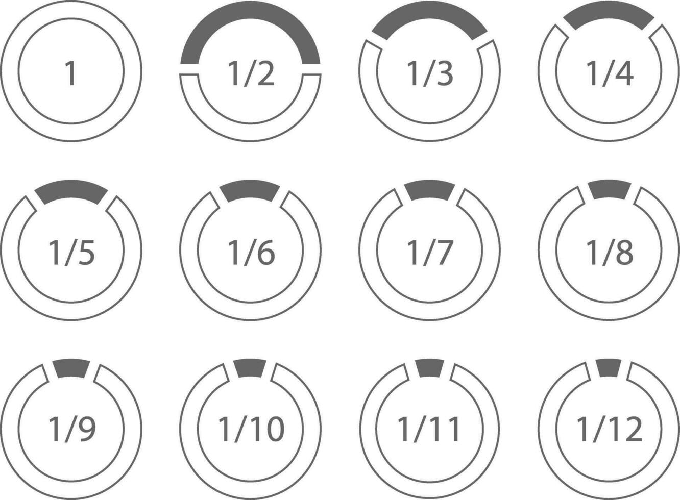 ensemble de arithmétique fractions segmenté bague conception élément modèle vecteur