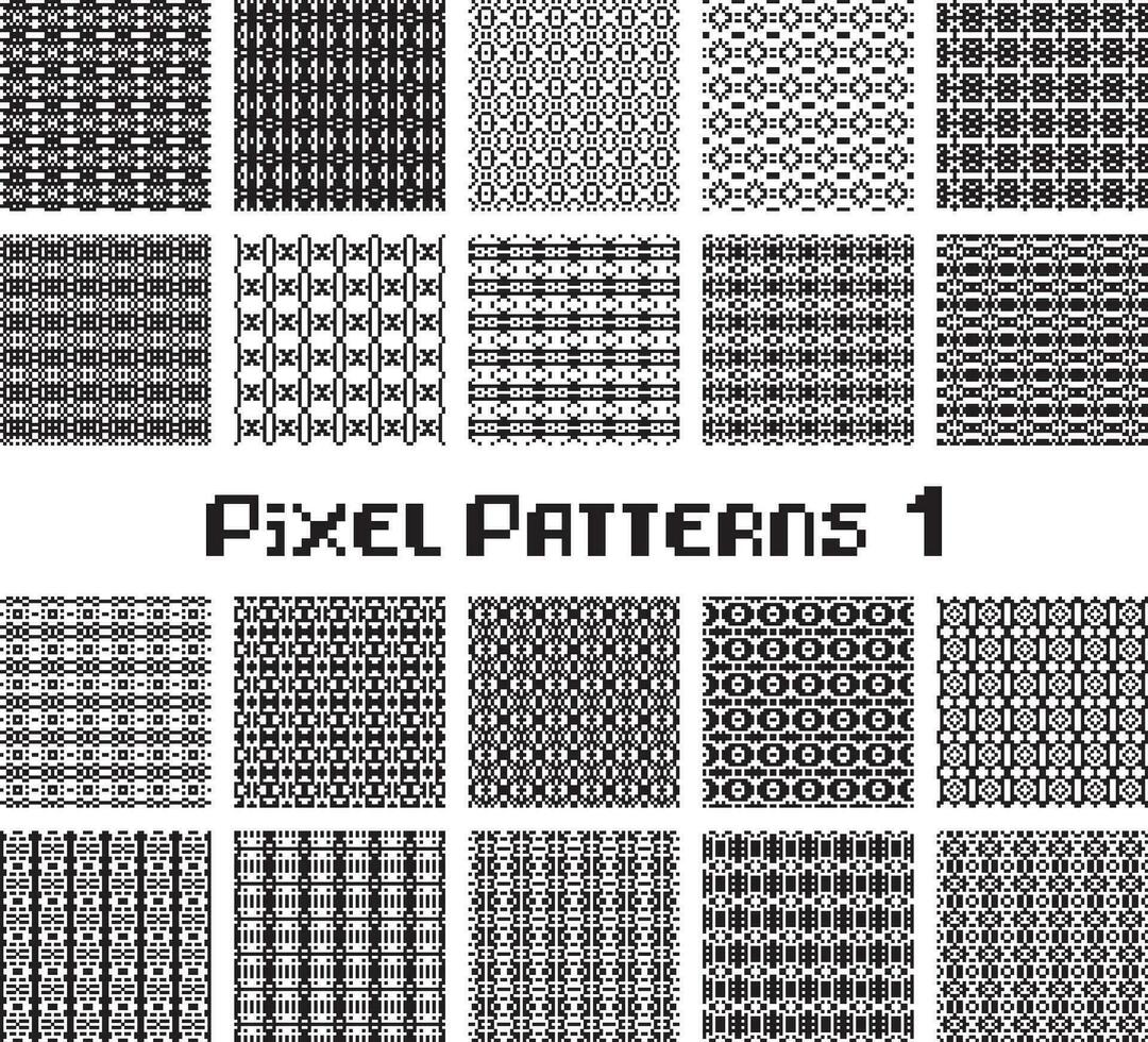 motif de pixels sans couture, couleur noir et blanc. motifs définis dans un design rétro. vecteur