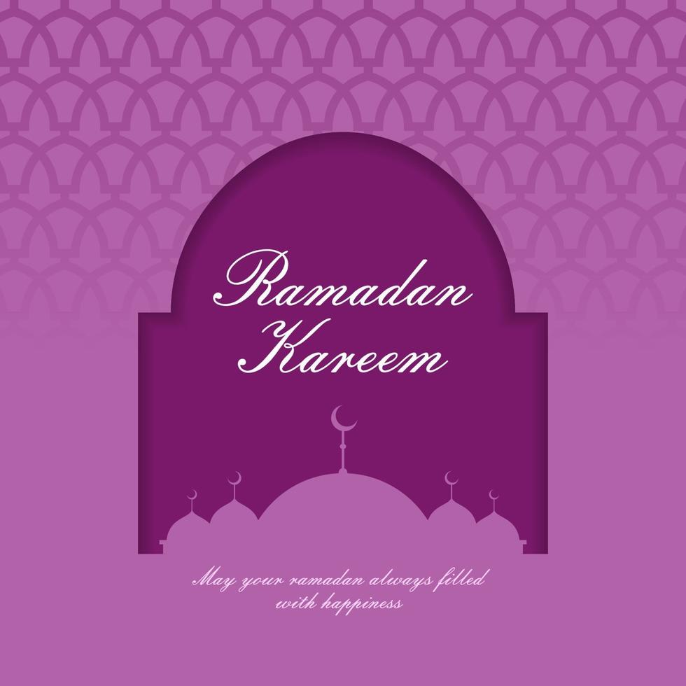 effet de découpe de papier ornemental plat ramadan avec dégradé violet vecteur