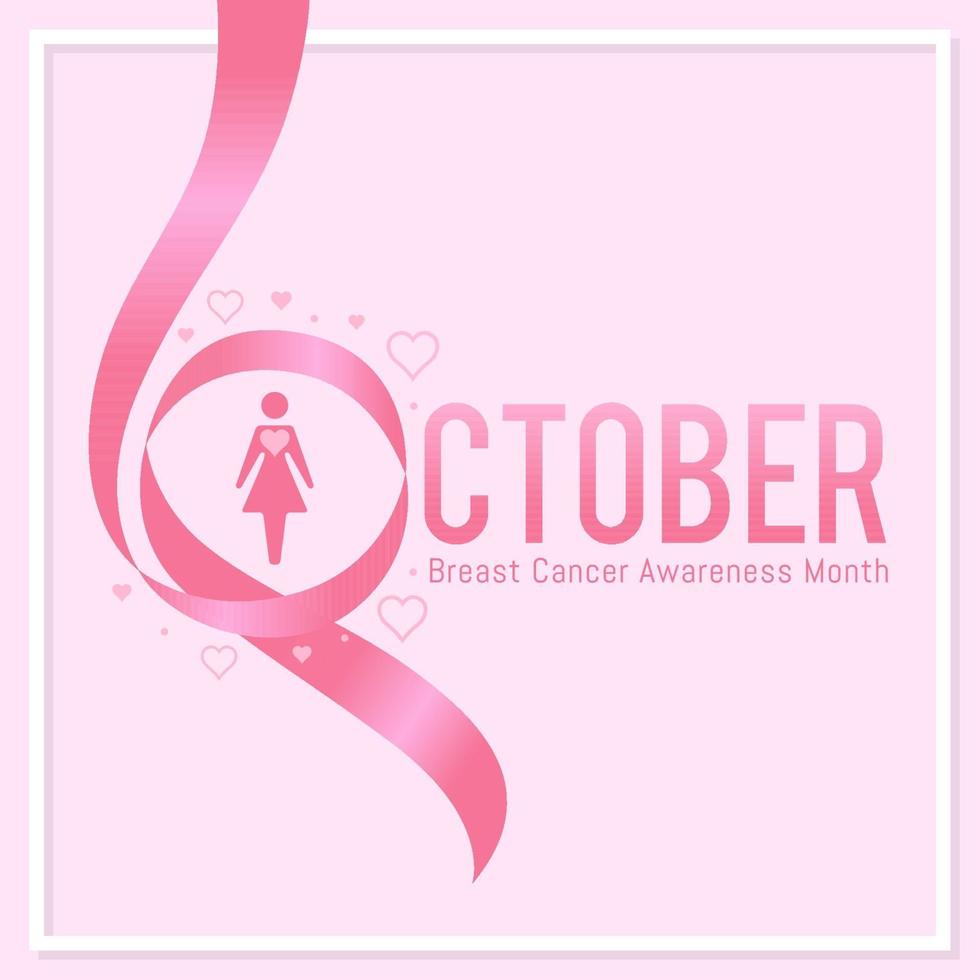 conception de bannière pour le mois de sensibilisation au cancer du sein avec ruban rose vecteur