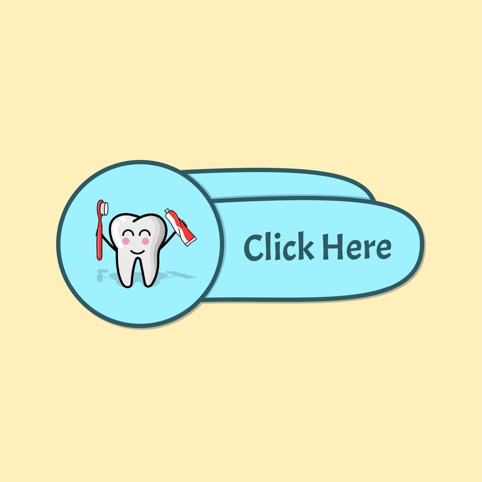 bouton avec illustration de dents utilisation pour bouton web, site, site web vecteur