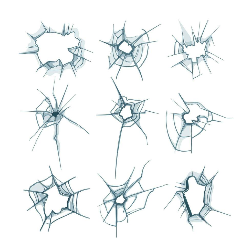 cassé verre ensemble dessin animé vecteur illustration