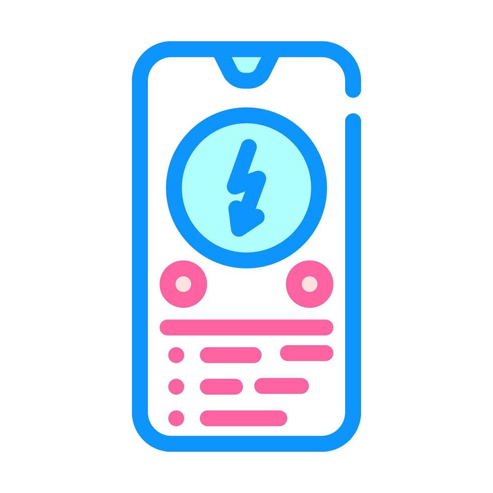 mise en charge app électrique Couleur icône vecteur illustration