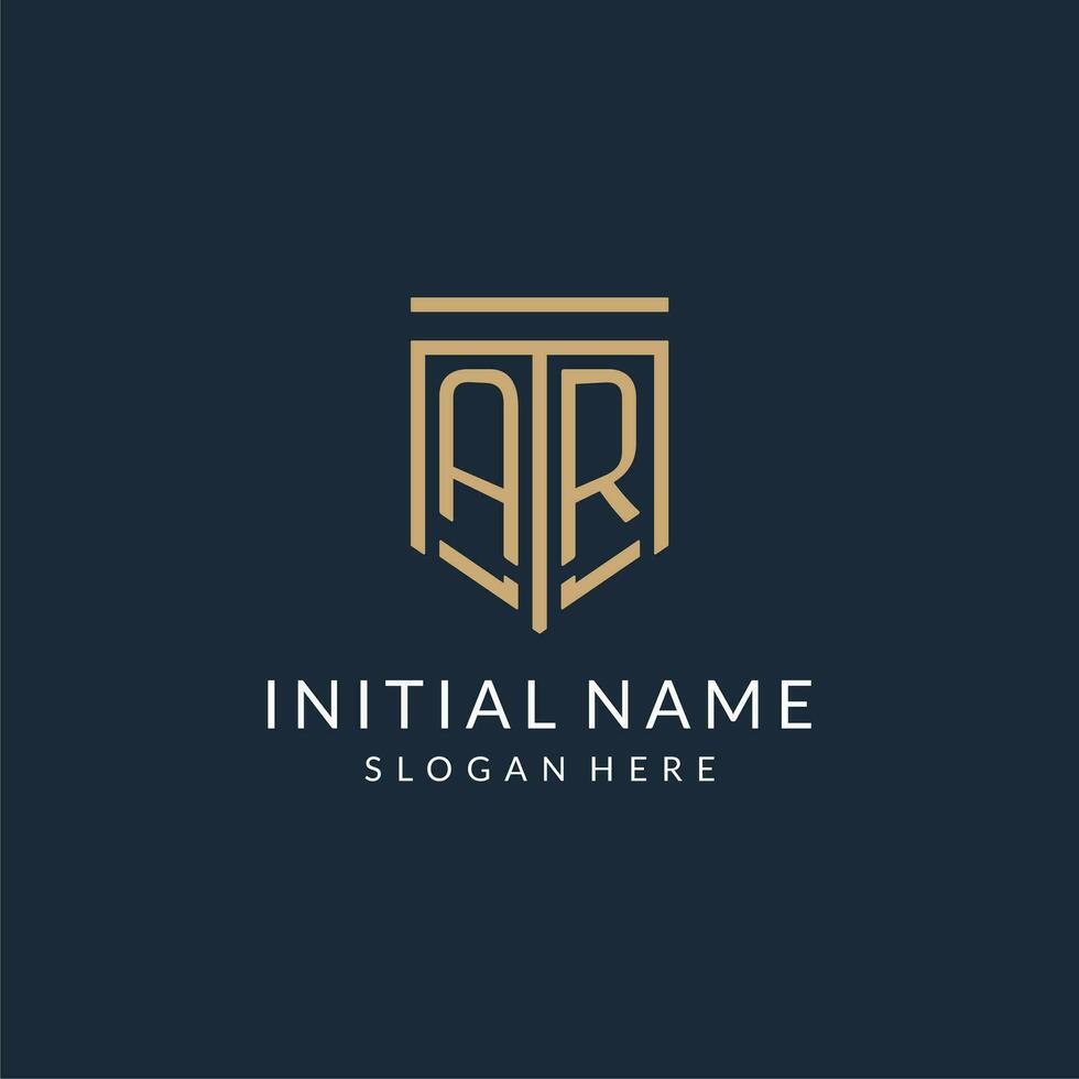 initiale ar bouclier logo monoline style, moderne et luxe monogramme logo conception vecteur