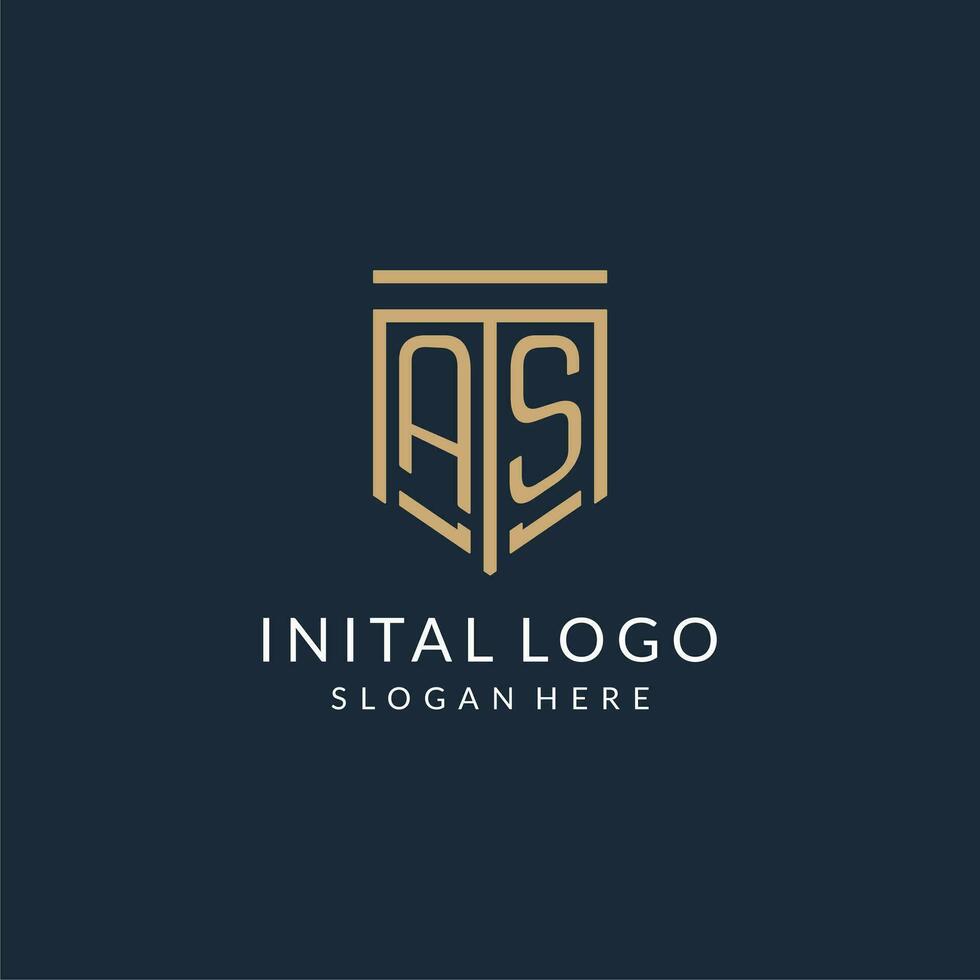 initiale comme bouclier logo monoline style, moderne et luxe monogramme logo conception vecteur