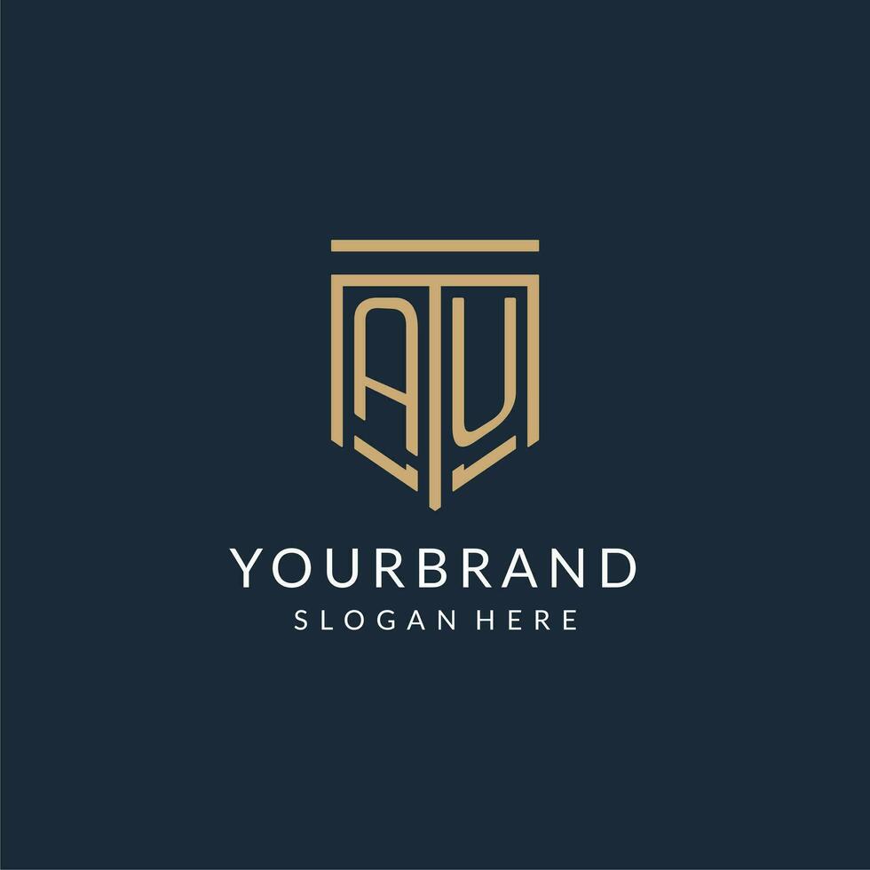 initiale au bouclier logo monoline style, moderne et luxe monogramme logo conception vecteur