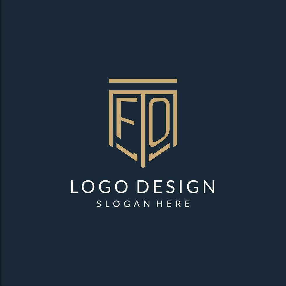 initiale fo bouclier logo monoline style, moderne et luxe monogramme logo conception vecteur