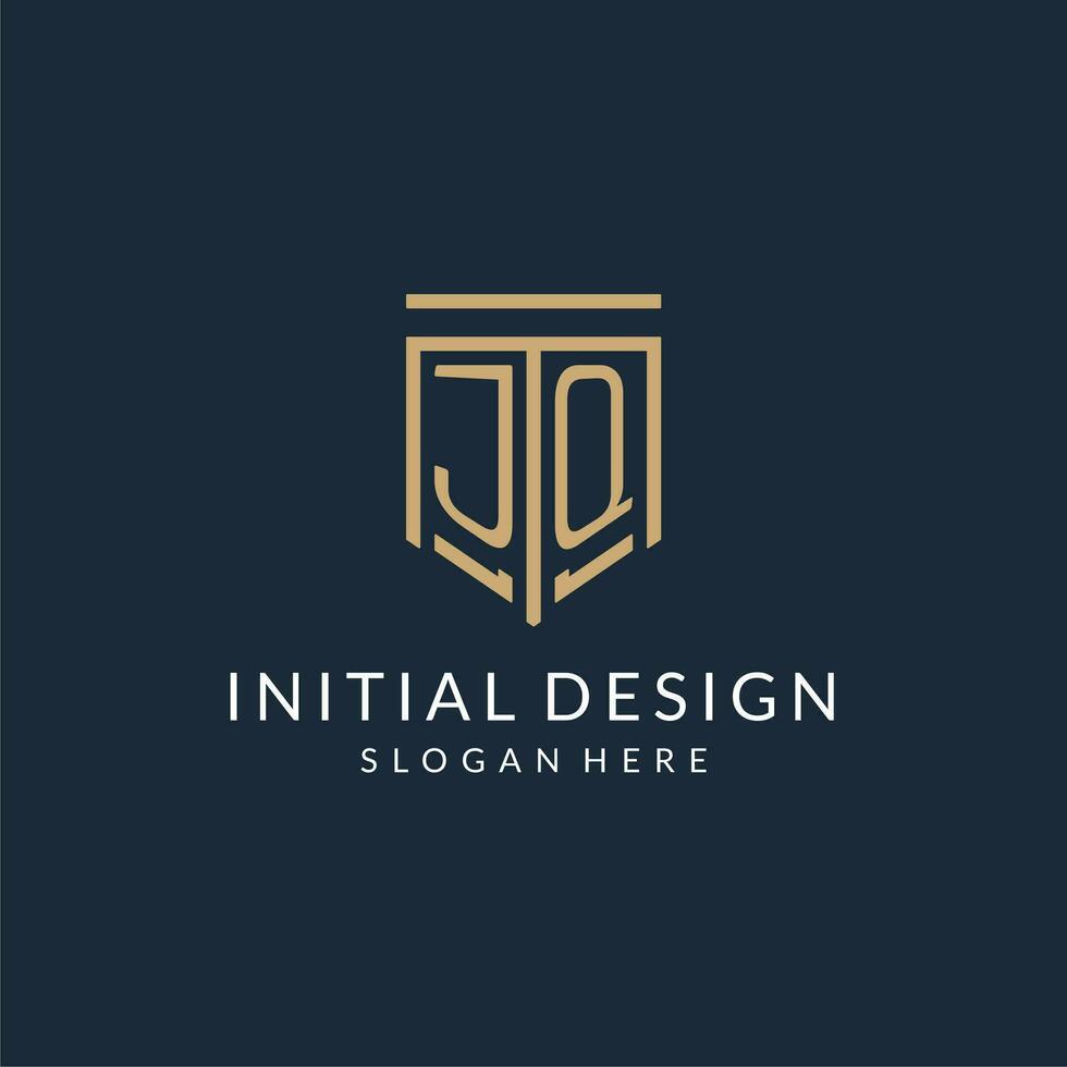 initiale jq bouclier logo monoline style, moderne et luxe monogramme logo conception vecteur