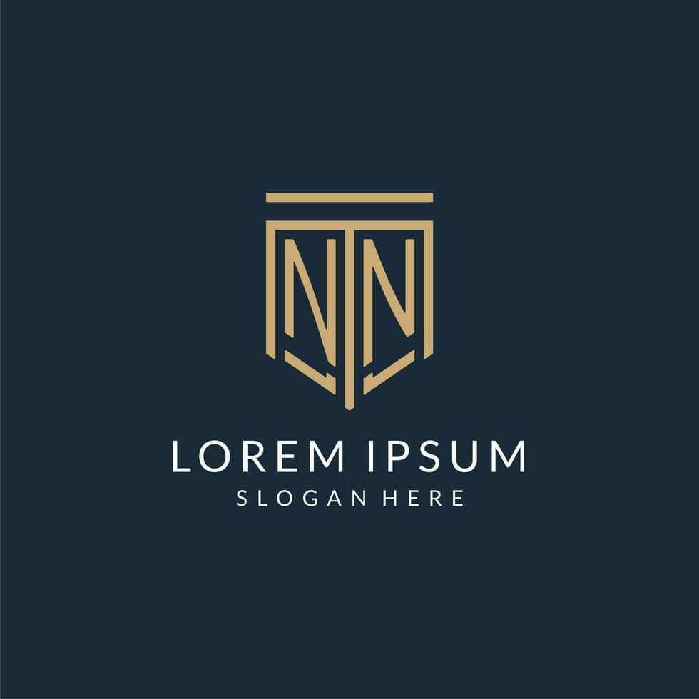 initiale nn bouclier logo monoline style, moderne et luxe monogramme logo conception vecteur