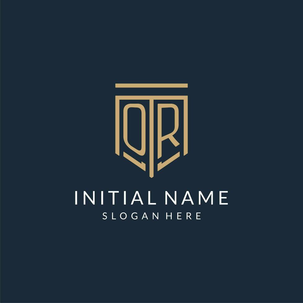 initiale ou bouclier logo monoline style, moderne et luxe monogramme logo conception vecteur