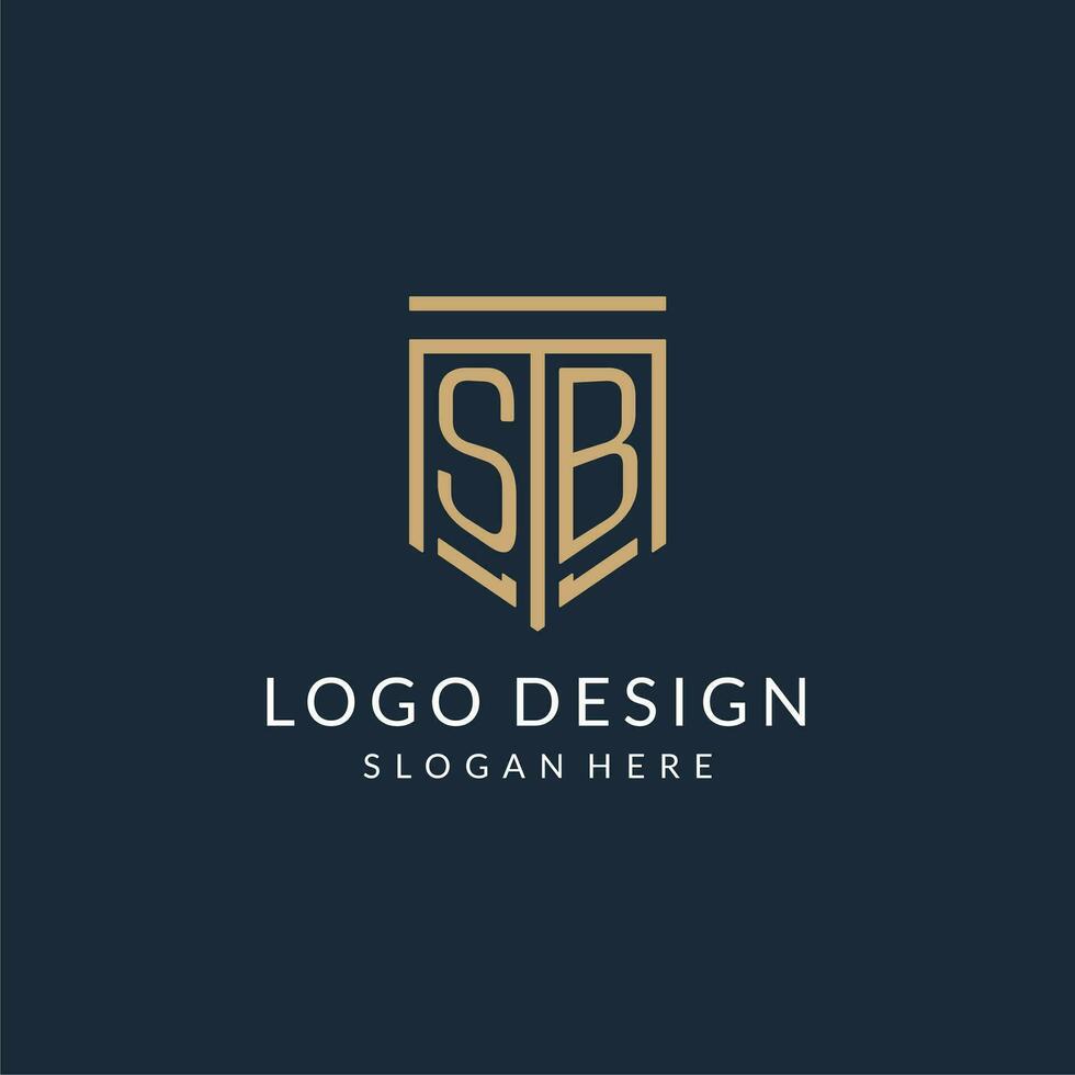 initiale qn bouclier logo monoline style, moderne et luxe monogramme logo conception vecteur