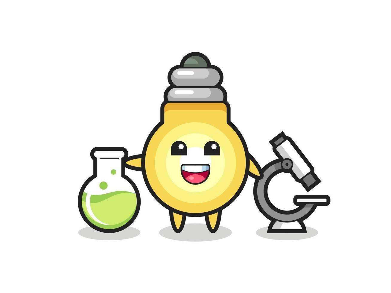 personnage mascotte d'ampoule en tant que scientifique vecteur