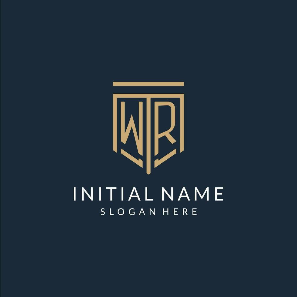 initiale wr bouclier logo monoline style, moderne et luxe monogramme logo conception vecteur