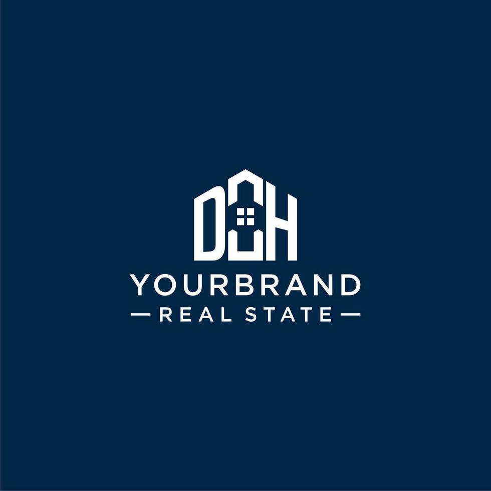 initiale lettre dh monogramme logo avec abstrait maison forme, Facile et moderne réel biens logo conception vecteur